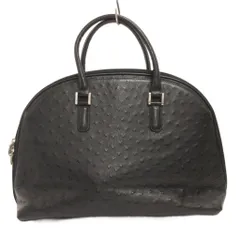 ロダニア Rodania ハンドバッグ オーストリッチ レザー 黒 ブラック 鞄 ■GY99