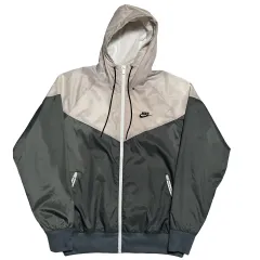 L NIKE ピンク グレー バイカラー フード ウィンドブレーカー