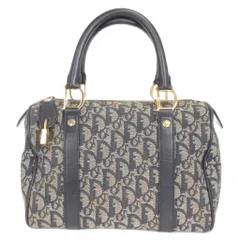 クリスチャンディオール Christian Dior トロッター ミニボストンバッグ ハンド ジャガード キャンバス レザー ベージュ 鞄 ☆AA★