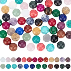 イヤリング アクセサリーパーツ アクセサリーパーツ ジュエリー用 ネックレス 手作り 楕円形 レジン封入 ペンダント チャーム デコ素材 マクラメ編み 手芸用カボション カボション カボション 円形 天然石カボション 天然石 25色 50個 PandaHall