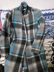 CHECK ウール ロングコート