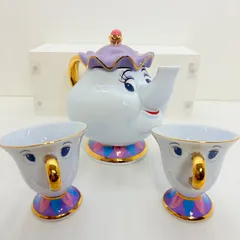 【美品】ディズニー 美女と野獣 ポット夫人＆チップ ティーセット 陶器製 🥚