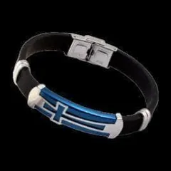 【N019】ブレスレット　メンズ　ブラック　黒　ブルー　青　イエロー　黄色　クロス　十字架　アクセサリー　ファッション　お洒落