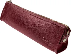 ペン 文房具 万年筆 小さい ファスナー スムーズな イタリアンレザー 革 レザー レッド おしゃれ スリム 本革 筆箱 ペンケース Teporna] [Dom