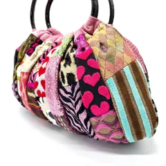 【希少品】Think Bee! シンクビー ハンドバッグ マルチカラー 総柄 パッチワーク スウェード レディース