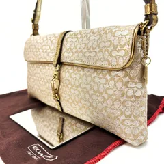 【美品】COACH Y2K beige signature canvas gold leather gold parts コーチ ショルダーバッグ