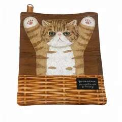 猫 バスケット風ショルダーバッグ スマホポーチ