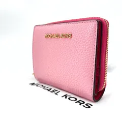 【良品】MICHAEL KORS マイケルコース 2つ折り財布 コインケース 小銭 カード バイカラー レディース ゴールド金具 ピンク