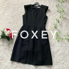フォクシーニューヨーク　ノースリーブ　タックフレアワンピース　黒　日本製　40