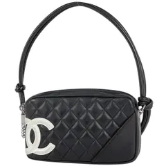 シャネル CHANEL カンボンライン アクセサリーポーチ ココマーク ハンドバッグ ショルダーバッグ アクセサリーポーチ レザー ブラック レディース 【中古】