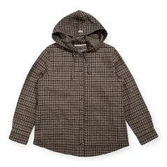 美品 Mademoiselle NON NON マドモアゼルノンノン チェック柄 フード シャツ ジャケット ライナー付き サイズ 38 M /パパス/日本製/ブラウン系のサムネイル