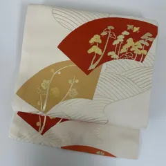 名古屋帯 正絹 地紙 織柄 素敵なデザイン 九寸 MA-3996