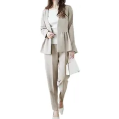 特価 ジャケット パンツスーツ フォーマル テーパードパンツ フェミニン オシャレ 長袖 きれいめ 体型カバー 上下セット 20代 30代 レディース 40代 50代 セットアップ 入学式 卒業式 [Yucahype] 通勤 春秋冬夏