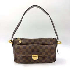 LOUIS VUITTON ラヴェッロGM ダミエエベヌ ダミエエベヌ レザー×PVC ブラウン ショルダーバッグ ゴールド N60006