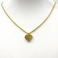 Christian Dior ハートモチーフ GP×ラインストーン クリア×ゴールド ネックレス