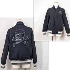 【ワールドワイドラブ】ブルゾン　1　黒　ブラック　ジャケット　羽織　スカル ドクロ スパンコール y2k 平成ギャル ウール　パンク系　アーカイブ　小悪魔