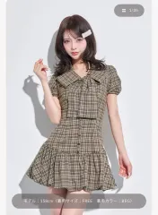 ダリチ BIG リボン バルーン CHECK ミニ ONE PIECE グリーン & マリ PIUM BUBBLES スナ系