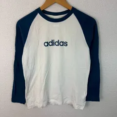 00s adidas アディダス ラグラン長袖Tシャツ ロゴプリント ネイビー ホワイト Lサイズ レディース 古着 スポーツMIX ストリート　Y2K