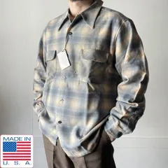 新品 70s USA製 PENDLETON オンブレチェック ウール ボード シャツ XL レアカラー ペンドルトン ビンテージ デッドストック D153-14-0011ZT