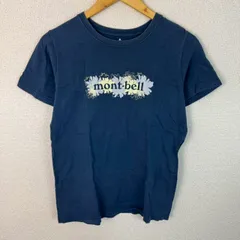mont-bell モンベル プリントTシャツ ロゴプリント ネイビー Lサイズ レディース 古着 アウトドア アメカジ