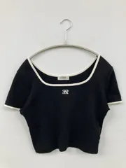 Evris エヴリス Tシャツ/カットソー F ブラック 無地 ワンポイント 刺繍