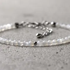 タンザニア産ホワイトムーンストーン 3mm 天然石アクセサリー 6月の誕生石 お守り パワーストーン ブレスレット　- suzukaze22