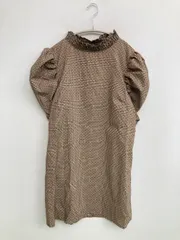 ZARA ザラ ワンピース M ブラウン チェック柄 半端袖 ショート・ミニ丈