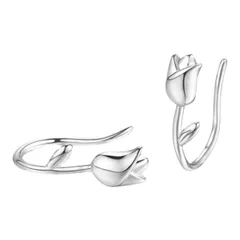 チューリップ　シルバーフックピアス　S925刻印【両耳セット】