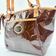 【美品】COACH 2way y2k brownenamel signature shoulderbag コーチ 2way ブラウンエナメルシグネチャーショルダーバッグ