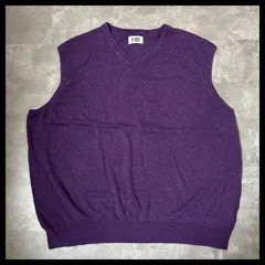 ニットベスト Vネック パープル ビッグシルエット 古着 レイヤード 韓国系 M相当