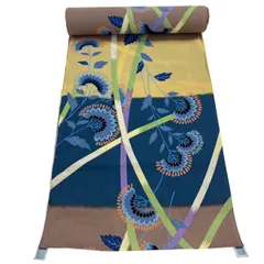 反物 優品 小紋 草花 青緑 綿 【中古】