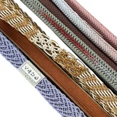 帯締め 優品 帯締め5本セット 薄紫 正絹 和装小物  【中古】