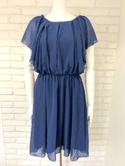 618 キャバクラ ドレス ミニ タグ付き シフォンフリルワンピース ひざ丈 ナイトドレス シンプル 無地 二次会 キャバドレス M