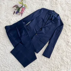 『TAKEO KIKUCHI』タケオキクチ　スーツセットアップ　テーラードジャケット　スラックスパンツ　長袖　毛100%　裏地付き　シングルブレスト　センタープレス　ボタン留め　ジップフライ　ポケット　DORMEUIL　ネイビー(S)