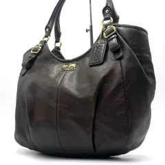 美品● COACH コーチ ハンドバッグ トートバッグ マディソン ロゴ 金具 チャーム Y2K ブラウン レザー