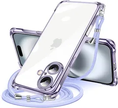 用 ケース クリア ショルダー iPhone16 用 スマホケース アイフォン16 カバー 16 肩掛け 斜めかけ 縄掛けケース 透明 TPU 薄型 軽量 耐衝撃 携帯ケース 紐付き 斜めがけ 織りストラップ付き iPhone ネックストラップ ショルダー ケ