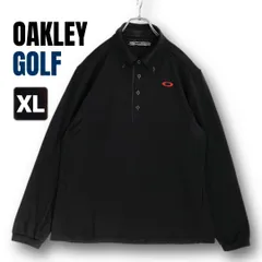 オークリー★ゴルフウェア★ボタンダウンカラージャージシャツ★ジャージポロシャツ長袖★ブラック★OAKLEY★メンズXL    #2602F055