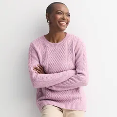 クロフト＆バロー レディース アウター ニット・セーター クルーネック Womens Croft Barrow Crewnecknitted Sweater Purple パープル