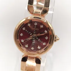 【小さめ】SEIKO WIRED f 1N01-0NC0 ピンクゴールド クリスマス限定 ボルドー文字盤 ストーン装飾 レディース腕時計 稼働品 セイコー ワイヤード 腕回り13.5cm