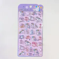 ステッカー ぷくぷくシール ユニコーン パープル クラゲ 電話 お菓子 ドリンク キャンディ 紫色 ボンボンシール ドロップシール 3D立体シール 3Dシール ぷくぷくシール シール交換 キラキラ かわいい 人気 St-06 ビーズクラブ