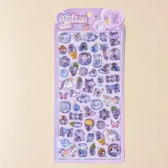 ステッカー ぷくぷくシール ユニコーンとデビル 悪魔 お菓子 グレープ 魔法帽 キャンディ 紫色 ボンボンシール ドロップシール 3D立体シール 3Dシール ぷくぷくシール シール交換 キラキラ かわいい 人気 St-10 ビーズクラブ