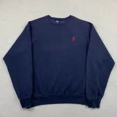 90s made in usa STU（Saturday of Us）STUSSY ステューシー 刺繍 ロゴ スウェット ネイビー