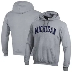 チャンピオン メンズ トップス Tシャツ フリース パーカー Mens Champion Heather Gray Michigan Wolverines Basic Arch Fleece Pullover Hoodie Mic Grey グレー