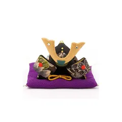 【新品】 (五月人形)(端午の節句)コンパクト 和柄 ちりめん兜 1