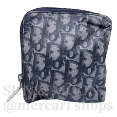 希少 クリスチャンディオール トロッター ミニポーチ マルチケース 小物入れ ナイロン系 ブルー 青 OJ262-2