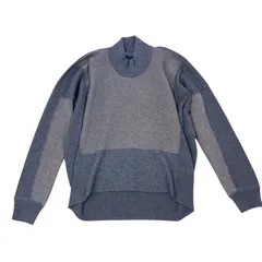 【美品】osmosis ウール混ハイネックニット グレー ゆったりサイズ