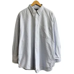 Ralph Lauren ラルフローレン BIG SHIRT ボタンダウンシャツ コットンシャツ ストライプ ポケット付き 長袖シャツ ワンポイントロゴ 刺繍 青×白 XLサイズ No.M623