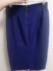 ZARA ジッパースリットペンシルスカート ネイビーブルー XS 44 55