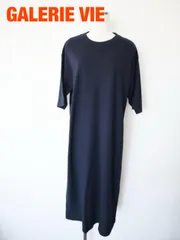 GALERIE VIE　ギャルリーヴィー　コットンシルクカノコワイドスリーブワンピース　定価26400円　日本製　Mサイズ　３６　ネイビー　シルク混　大人　シンプル　送料込み　6465072