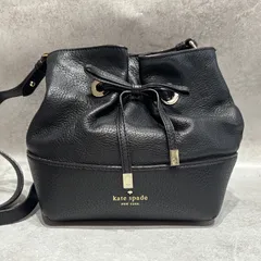 kate spade ケイトスペード 巾着バッグ ショルダーバッグ バケツバッグ レザー ブラック 黒 ゴールド金具 レディース コンパクト